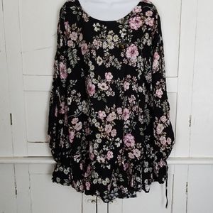 Jaase black floral dress XL